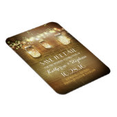 日付バーンドウッド素朴メイソンジャースを保存 マグネット (右側)