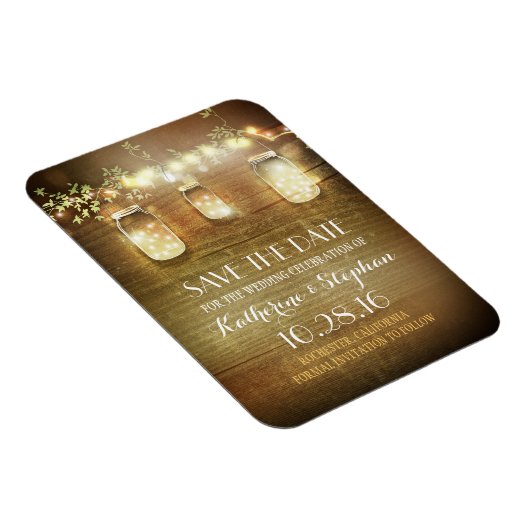 日付バーンドウッド素朴メイソンジャースを保存 マグネット (右側)