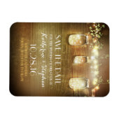 日付バーンドウッド素朴メイソンジャースを保存 マグネット (横)