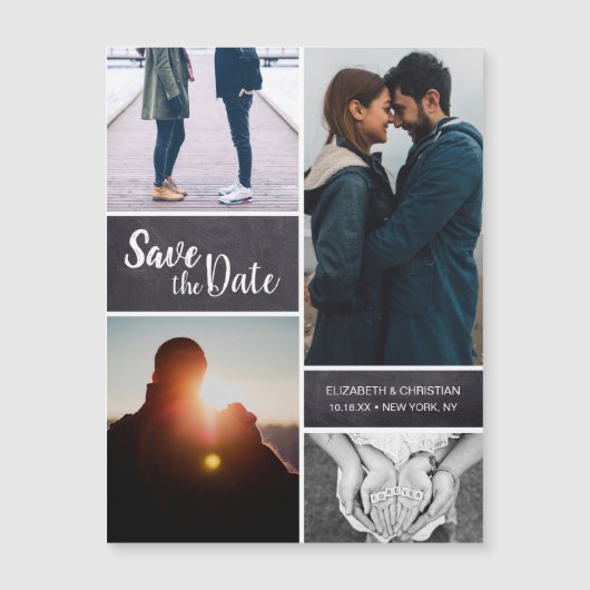 日付パーソナライズされたのフォト結婚コラージュを保存 (正面)