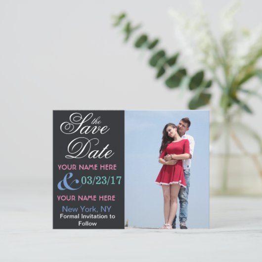 日付パーソナライズされたの保存 案内ポストカード (スタンド正面)