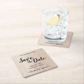 日付パーソナライズされたの印刷された木目を保存 スクエアペーパーコースター (インサイチュ)