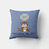 日付パーソナライズされたテディベアとバルーン クッション (裏面)