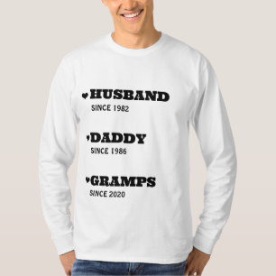 日付パーソナライズされた付きのおじいちゃんシャツ Tシャツ