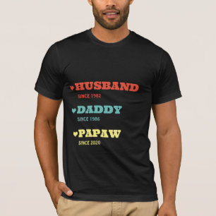 日付パーソナライズされた付きのおじいちゃんシャツ Tシャツ