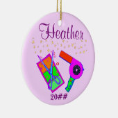 日付パーソナライズされた美容師オーナメント セラミックオーナメント (右)