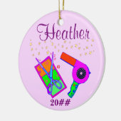 日付パーソナライズされた美容師オーナメント セラミックオーナメント (左)