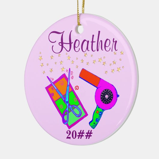 日付パーソナライズされた美容師オーナメント セラミックオーナメント (左)