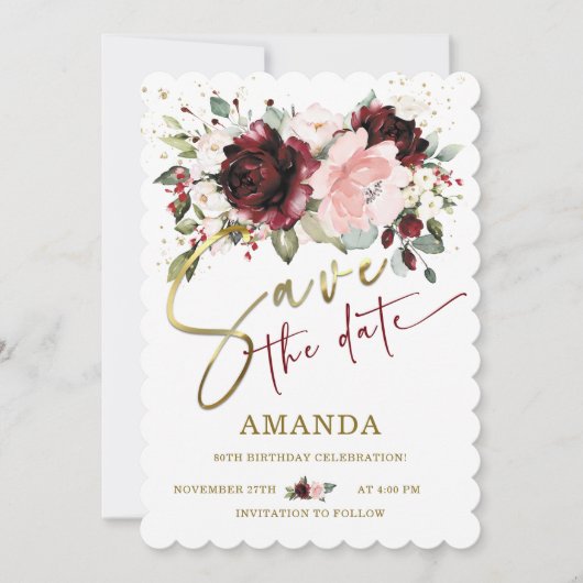 日付パーソナライズされた80番目の誕生日を保存 招待状 (正面)