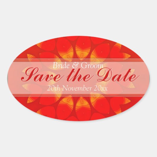 日付ヒマワリ花びら楕円の保存 楕円形シール (正面)