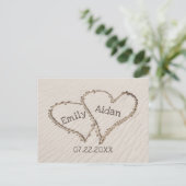 日付ビーチハートを名前で保存 ポストカード (スタンド正面)