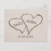 日付ビーチハートを名前で保存 ポストカード (正面)