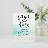 日付ビーチ撮影タイポグラフィ結婚の 案内ポストカード