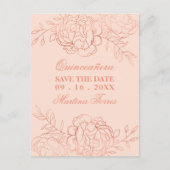 日付ピンクとバラ金ゴールドファインアートフローラの保存 案内ポストカード (正面)