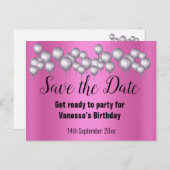 日付ピンクバルーンを保存する 案内ポストカード (正面/裏面)