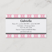 日付ピンク水玉模様名刺付き遊び コーリングカード (裏面)