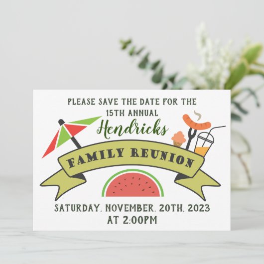 日付ファミリ懇親会デザインの保存 招待状 (スタンド正面)