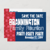 日付ファミリ懇親会赤白青V01Cの保存 案内ポストカード (正面/裏面)