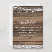 日付ファームハウス素朴のストリングライトを保存 招待状 (正面)