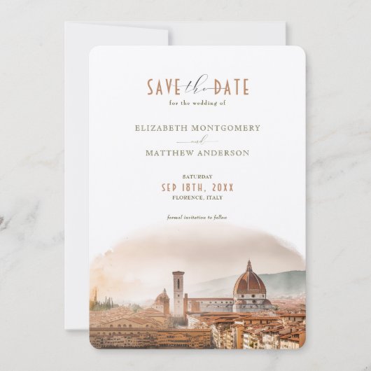 日付フィレンツェのイタリアの宛先を保存 招待状 (正面)