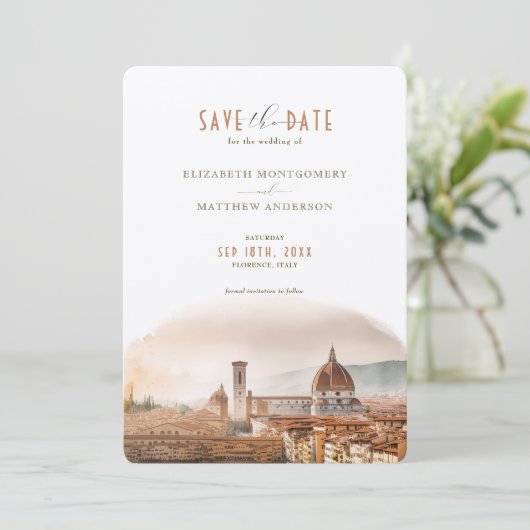 日付フィレンツェのイタリアの宛先を保存 招待状 (スタンド正面)