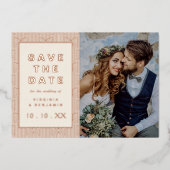 日付フォイルのフォトカードを保存 箔招待状 (正面)