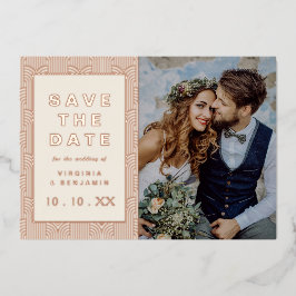 日付フォイルのフォトカードを保存 箔招待状