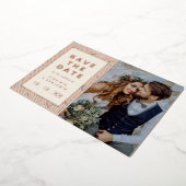 日付フォイルのフォトカードを保存 箔招待状 (回転した状態)