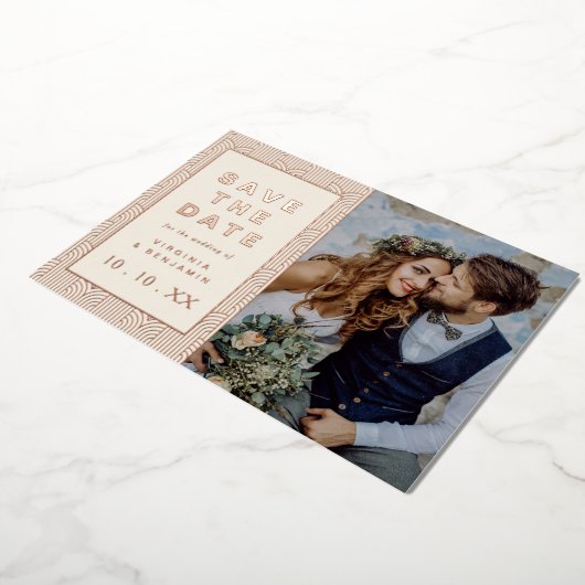 日付フォイルのフォトカードを保存 箔招待状 (回転した状態)