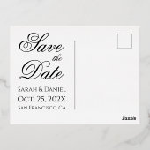 日付フォトアーチ赤面ピンク金ゴールドスクリプトの保存 箔招待状ポストカード (裏面)