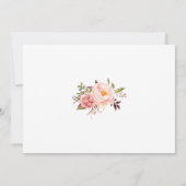 日付フォトカレンダーを保存するピンクのフローラ結婚 招待状 (裏面)