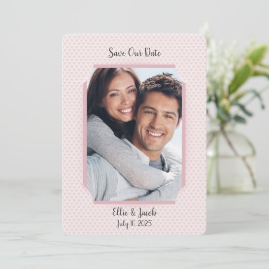 日付フォトフレームをハートに保存 招待状 (スタンド正面)