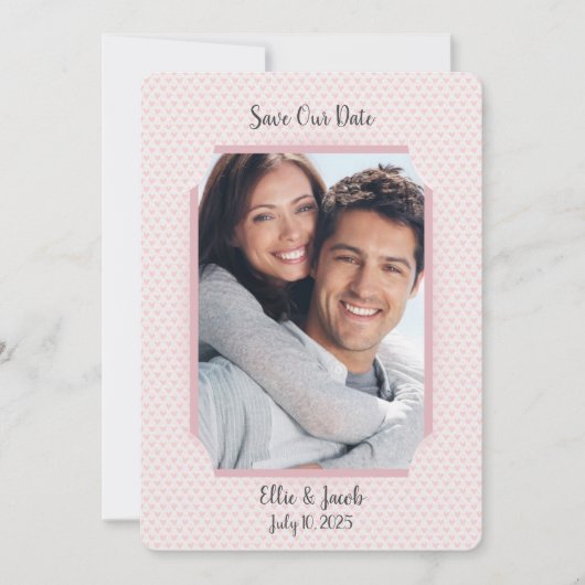 日付フォトフレームをハートに保存 招待状 (正面)