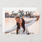 日付フォトブラシモダンスクリプトカードBの保存 セーブザデート (正面/裏面)