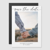 日付フォトミニマリストスクリプトの保モダン存 マグネット招待状 (正面/裏面)