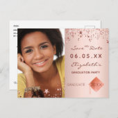 日付フォト卒業パーティー赤面の保存 ポストカード (正面/裏面)