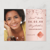 日付フォト卒業パーティー赤面の保存 ポストカード (正面)