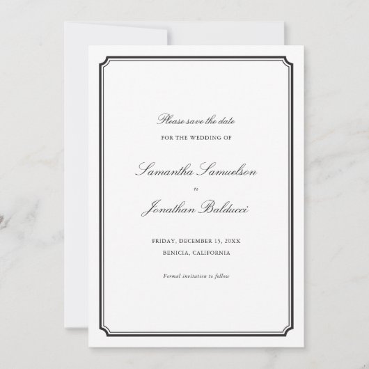 日付フォーマルの保存 招待状 (正面)