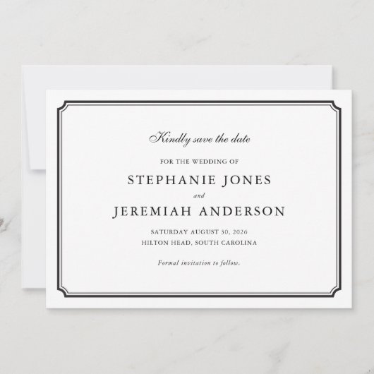 日付フォーマルの保存 招待状 (正面)