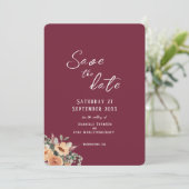 日付フラットカードの保存 – エレガントフローラの書き込み セーブザデート (スタンド正面)