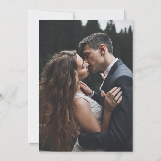 日付フラットカードを保存する色あせた写真の結婚式 セーブザデート (裏面)