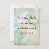 日付フラットカードフローラ抽象芸術Lt.Greenを保存 セーブザデート (正面)