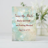 日付フラットカードフローラ抽象芸術Lt.Greenを保存 セーブザデート (スタンド正面)