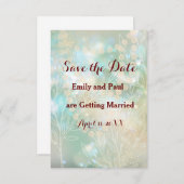 日付フラットカードフローラ抽象芸術Lt.Greenを保存 セーブザデート (正面/裏面)