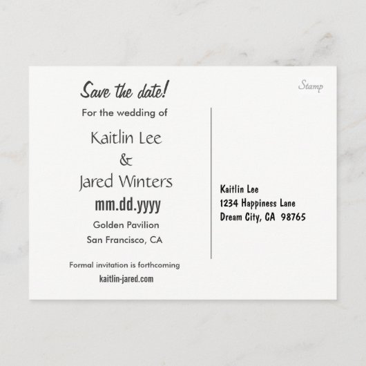 日付フラワーポストカードの保存 – 新しいバージョン 案内ポストカード (裏面)