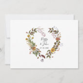 日付フローラの保存エレガントハートGarland写真 招待状 (裏面)