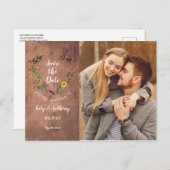 日付フローラハート素朴写真の結婚保存 案内ポストカード (正面/裏面)