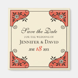 日付フローラフレームエレガントヴィンテージの保存 マグネット