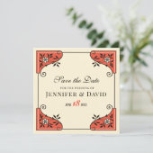 日付フローラフレームエレガントCC1250ヴィンテージの保存 招待状 (スタンド正面)