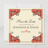 日付フローラフレームエレガントCC1250ヴィンテージの保存 招待状 (正面)